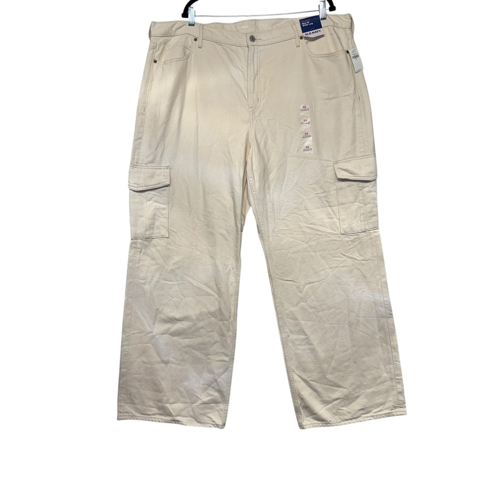 Sky-Hi Wide Leg Cargo Pants Cream Off White Speckled Extra High Rise 20 NEW - Picture 1 of 13